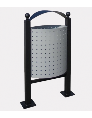 Cestino portarifiuti da tassellare di forma ellittica, contenitore in acciaio inox - cm 60x27x108h