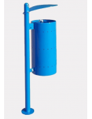 Cestino portarifiuti con paletto da inghisare,  in acciaio zincato e verniciato, coperchio con posacenere - cm 34x49x143,3h