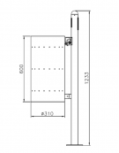 Cestino portarifiuti con paletto da tassellare, in acciaio inox, senza coperchio - cm 34x49x123,3h