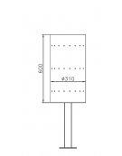 Cestino portarifiuti con paletto da tassellare, in acciaio inox, senza coperchio - cm 34x49x123,3h