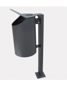 Cestino portarifiuti a forma cilindrica in acciaio zincato e verniciato con posacenere, da inghisare - cm Ø 31x120h