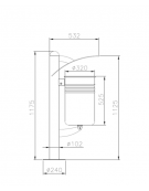 Cestino portarifiuti da tassellare a forma cilindrica con nervature - cm 39x53,2x117,5h