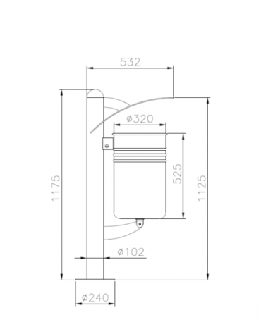 Cestino portarifiuti da tassellare a forma cilindrica con nervature - cm 39x53,2x117,5h