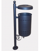 Cestino portarifiuti Lt 45 da inghisare, in acciaio zincato e verniciato, coperchio con spegnisigarette, cm 45,6x35x157,5h