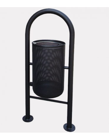 Cestino portarifiuti da inghisare a forma cilindrica in acciaio zincato e verniciato - cm Ø 32x139,5h