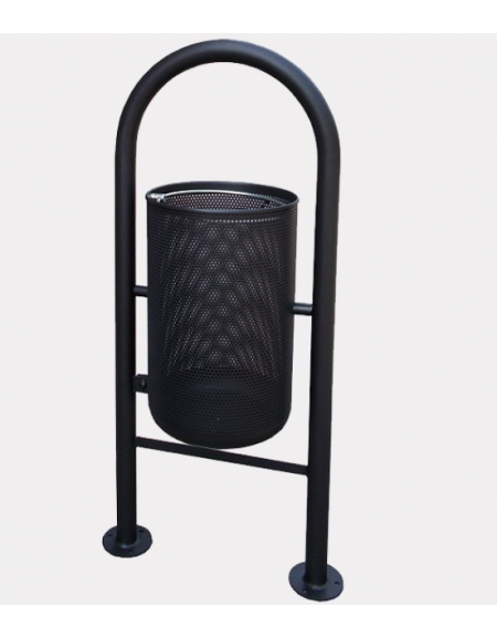 Cestino portarifiuti da inghisare a forma cilindrica in acciaio zincato e verniciato - cm Ø 32x139,5h