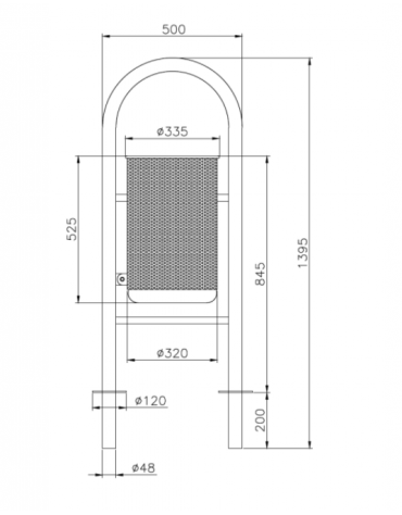 Cestino portarifiuti con coperchio da tassellare a forma cilindrica in acciaio zincato e verniciato - cm Ø 33,5x120h