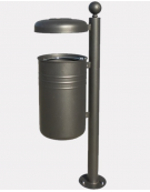 Cestino portarifiuti Lt 45 a forma cilindrica con coperchio e spegni sigarette - da inghisare - cm 35x161,7h