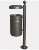 Cestino portarifiuti Lt 45 a forma cilindrica con coperchio e spegni sigarette - da inghisare - cm 35x161,7h