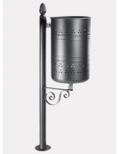 Cestino portarifiuti di forma cilindrica da tassellare in acciaio zincato e verniciato, con anello reggisacco - cm 35,5x112,5h