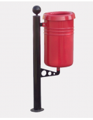 Cestino portarifiuti a forma cilindrica con nervature da inghisare, in acciaio zincato e verniciato - cm Ø 32x131,7h