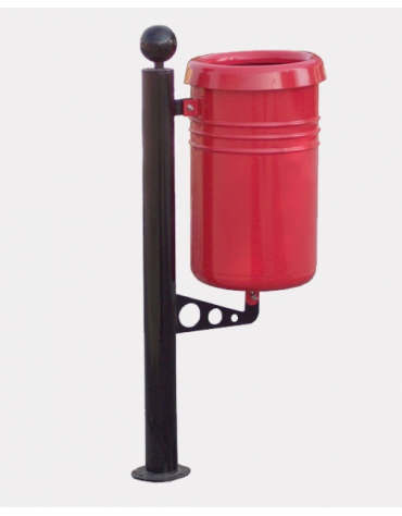 Cestino portarifiuti a forma cilindrica con nervature da inghisare, in acciaio zincato e verniciato - cm Ø 32x131,7h