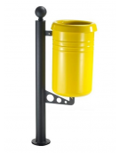 Cestino portarifiuti a forma cilindrica con nervature da inghisare, in acciaio zincato e verniciato - cm Ø 32x131,7h