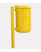 Cestino portarifiuti a forma cilindrica con nervature in acciaio, da tassellare - cm 45,5x54,4x100h