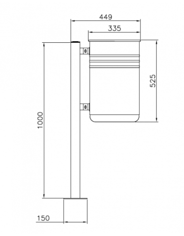 Cestino portarifiuti da inghisare di forma cilindrica, in acciaio zincato e verniciato - cm 44,9x33,5x100h