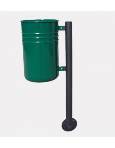 Cestino portarifiuti Lt 45 da tassellare di forma cilindrica, in acciaio zincato e verniciato - cm 50x44,9x100h