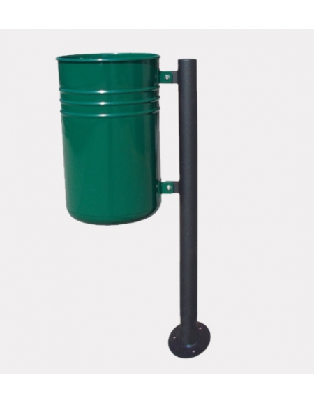 Cestino portarifiuti Lt 45 da tassellare di forma cilindrica, in acciaio zincato e verniciato - cm 50x44,9x100h