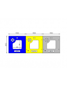 Cestone per la raccolta differenziata a 3 settori in acciaio con doghe in legno di pino - cm 45x45x100h cad.