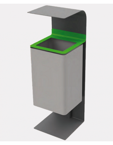 Cestino per la raccolta differenziata a forma rettangolare in acciaio zincato e verniciato - cm 35x42x110h