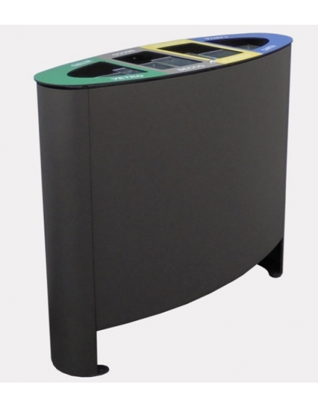 Cestino per la raccolta differenziata diviso in 4 settori, in acciaio zincato e verniciato - cm 103,1x38,5x88,3h