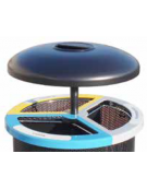 Cestino per la raccolta differenziata da Lt 120 diviso in tre settori con coperchio e posacenere  - cm 50,5 x 108,5h