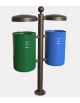 Cestino per la raccolta differenziata, 2 contenitori, acciaio zincato e verniciato, coperchi e posacenere - cm 87,2x35x131,7h