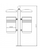 Cestino per la raccolta differenziata, 2 contenitori, acciaio zincato e verniciato, coperchi e posacenere - cm 87,2 x 35x131,7h