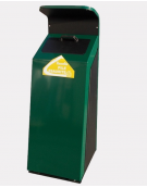 Cestino per la raccolta differenziata per pile, colore verde, in acciaio da tassellare - cm 40,5x44,5x119,2h