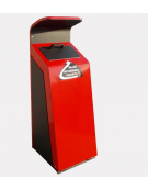 Cestino per la raccolta differenziata per spray, colore rosso, in acciaio da tassellare - cm 40,5x45,5x119,2h