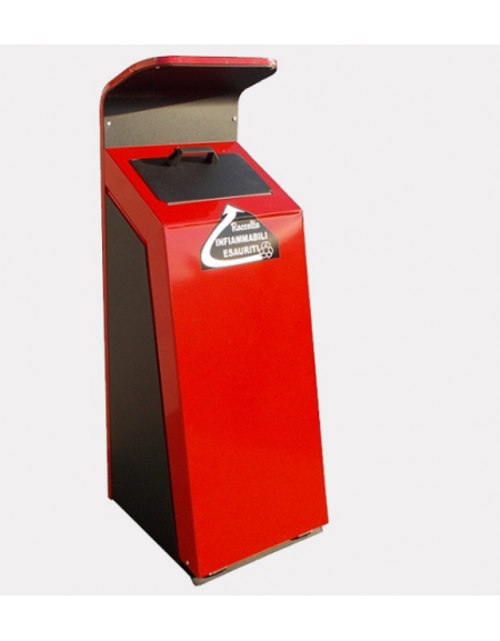 Cestino per la raccolta differenziata per spray, colore rosso, in acciaio da tassellare - cm 40,5x45,5x119,2h
