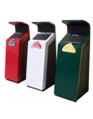 Cestino per la raccolta differenziata per spray, colore rosso, in acciaio da tassellare - cm 40,5x45,5x119,2h