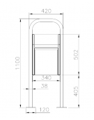 Cestino per deiezioni canine realizzato in acciaio zincato e verniciato. Da tassellare - cm 42x25x110h