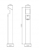 Spegnisigarette realizzato in acciaio zincato e verniciato di forma in tubolare di acciaio. Da tassellare - cm 22x22x120h