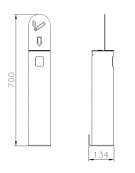 Spegnisigarette realizzato in acciaio zincato e verniciato. Da fissare a muro - cm Ø11,4x70h