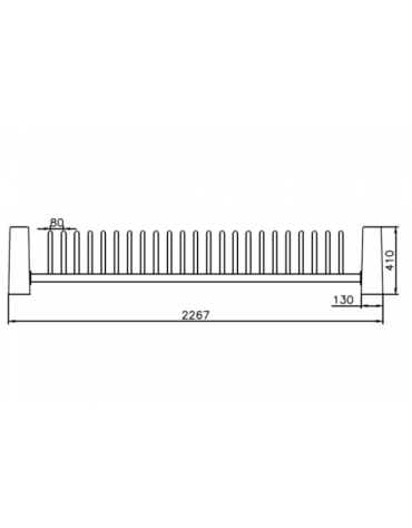 Portabici 5 posti composto da rastrelliera realizzata in acciaio zincato e verniciato e fianchi in cemento - cm 226,7x73x41h