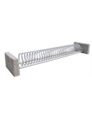 Portabici 9 posti composto da rastrelliera realizzata in acciaio inox e fianchi in cemento - cm 320,5x75,2x42h