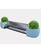 Portabici 7 posti con fioriere laterali, rastrelliera di elementi in tubolare di acciaio zincato e verniciato - cm 341x55x48,9h