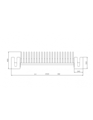 Portabici 5 + 2 posti con rastrelliera in tubolare di acciaio con sostegni laterali in cemento - cm 250x60x46,9h