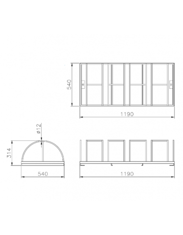 Portabici 5 posti costituito da una rastrelliera di tondini in acciaio zincato a caldo - cm 119x54x31,4h