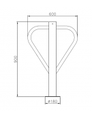 Portabici singolo realizzato in acciaio zincato e verniciato. Da inghisare - cm 60x90h