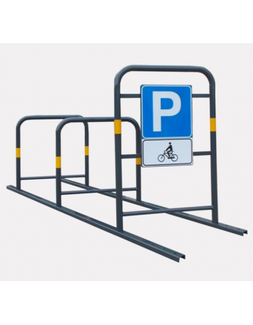 Portabici singolo a 3 posti, realizzato in acciaio zincato e verniciato. Da tassellare - cm 250x80x131,3h