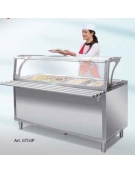 Elemento refrigerato per self service N° 4 Vasche GN 1/1 - Con parafiato e bancalina - Su piedi - cm 158x94x120h