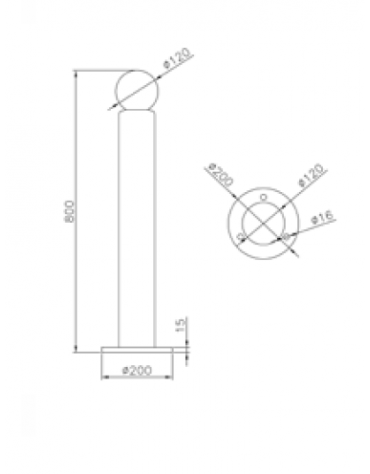 Dissuasore realizzato in acciaio zincato e verniciato in tubolare tondo - Da tassellare - cm Ø10,2x80h
