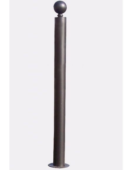 Dissuasore in tubolare di acciaio zincato e verniciato, con piastra e con anelli, da tassellare - cm Ø9x111,7h.