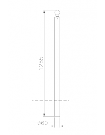 Dissuasore in tubolare di acciaio zincato e verniciato, con anello per lucchetto. Amovibile - cm Ø6x128,5h