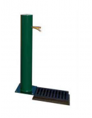 Fontana con struttura tonda in acciaio zincato e verniciato, con rubinetto in ottone e caditoia in ghisa - cm Ø15,2x73x100h