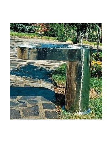 Fontanella doppia in acciaio inox con struttura portante cilindrica. Da tassellare - cm 90x30x80h