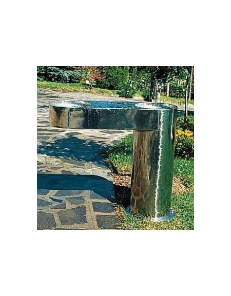 Fontanella doppia in acciaio inox con struttura portante cilindrica. Da tassellare - cm 90x30x80h