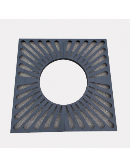 Griglia salvapiante quadrata, interamente in acciaio zincato e verniciato - cm 150x150 - foro interno cm Ø70