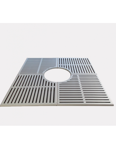 Griglia salvapiante interamente in acciaio zincato e verniciato - cm 100x100 - foro interno cm Ø50